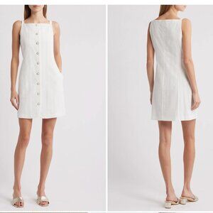 New With Tags Charles Henry Textured Stripe Cotton Minidress in Ivory Size XL
